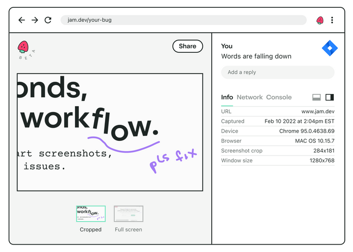 Jam.dev bug reporting tool